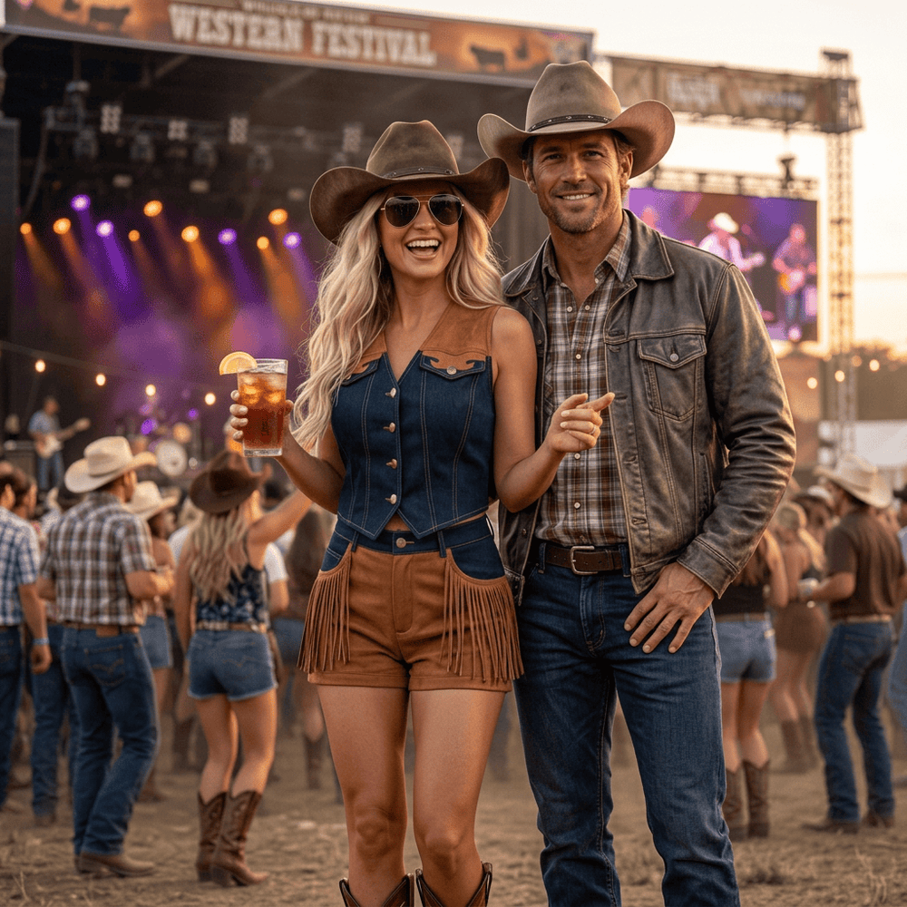 Giddy Up Cowgirl Fringe Vest Shorts Set Outfit