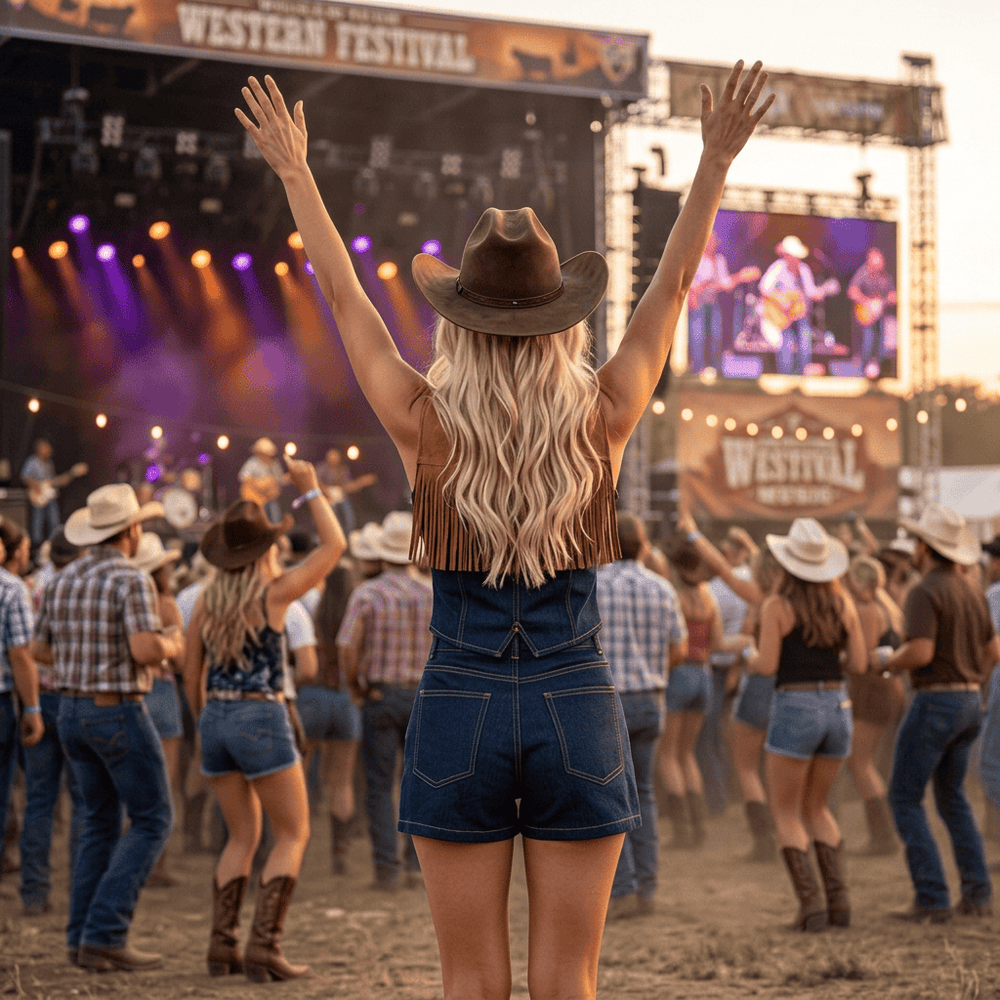 Giddy Up Cowgirl Fringe Vest Shorts Set Outfit